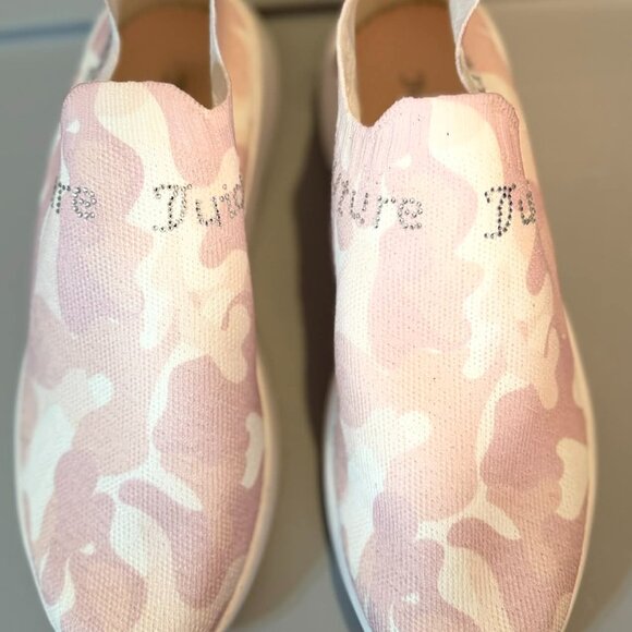 SIZE 9 Juicy Couture Avarie Knit Slip-on Joggers Sneakers - Pink Camo Studded - Picture 3 of 16